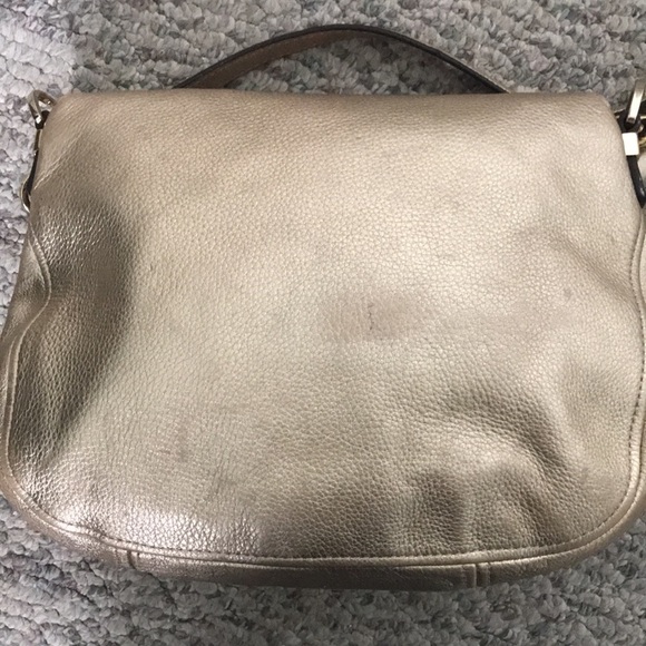 Michael Kors Bedford Tassel Gold Pebbled Leather Flap Bag - Picture 5 of 16